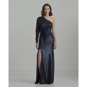 Lauren Ralph Lauren Navy One-Shoulder Maxi Dress